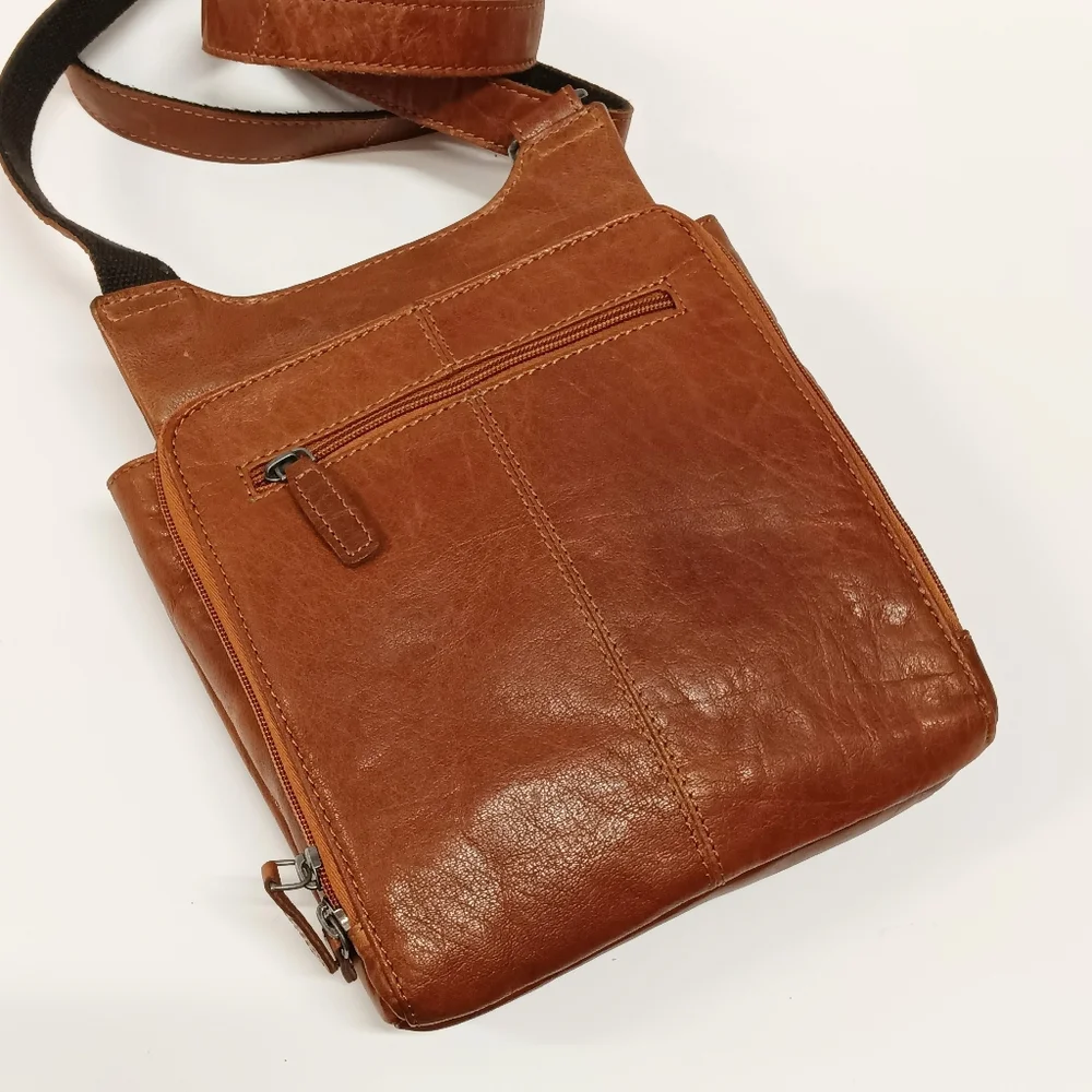 Jack Georges Voyager Genuine Leather Crossbody Honey